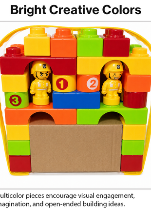 29PCS Large ABS Plastic Building Blocks Construction Play Set with Figures, Colorful Stackable Bricks for Kids Age 3+