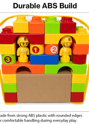 29PCS Large ABS Plastic Building Blocks Construction Play Set with Figures, Colorful Stackable Bricks for Kids Age 3+