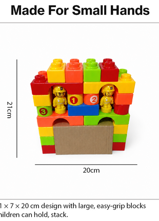 29PCS Large ABS Plastic Building Blocks Construction Play Set with Figures, Colorful Stackable Bricks for Kids Age 3+