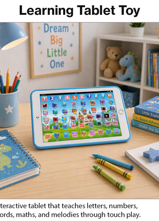 Kids Educational Learning Tablet 20×13.5 cm Plastic Touch Toy – 53‑Key Early Learning Tablet