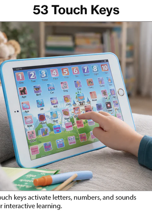 Kids Educational Learning Tablet 20×13.5 cm Plastic Touch Toy – 53‑Key Early Learning Tablet