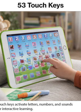 Kids Educational Learning Tablet 20×13.5 cm Plastic Touch Toy – 53‑Key Early Learning Tablet
