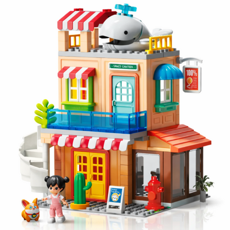 1810 Dollhouse Large Building Blocks Set – 141 Pieces, 1 Doll & Dog, Multicolour, 3+