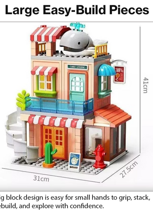 1810 Dollhouse Large Building Blocks Set – 141 Pieces, 1 Doll & Dog, Multicolour, 3+