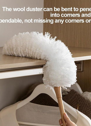 Microfiber Feather Duster  – Washable Bendable Dusting Wand with Bamboo Handle White