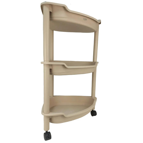 3 Tier Plastic Storage Rack with Wheels – ABS Corner Organizer Shelf with Removable Casters