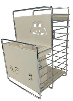 Knife Rack 165×152×238mm Carbon Steel Frame with Drainage Holes and Utensil Dividers