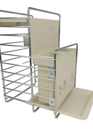 Knife Rack 165×152×238mm Carbon Steel Frame with Drainage Holes and Utensil Dividers