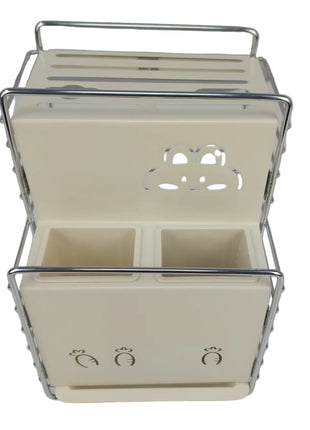 Knife Rack 165×152×238mm Carbon Steel Frame with Drainage Holes and Utensil Dividers