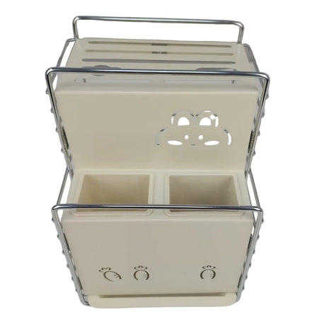 Knife Rack 165×152×238mm Carbon Steel Frame with Drainage Holes and Utensil Dividers