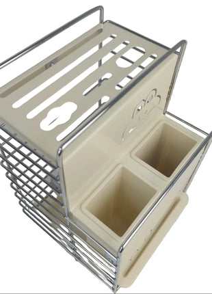 Knife Rack 165×152×238mm Carbon Steel Frame with Drainage Holes and Utensil Dividers