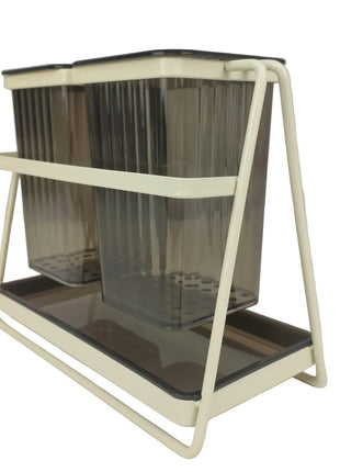 Utensil and Cutlery Holder Dual Compartment ABS with Drip Tray