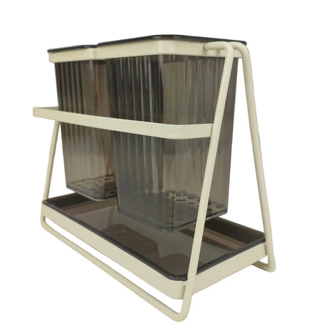Utensil and Cutlery Holder Dual Compartment ABS with Drip Tray