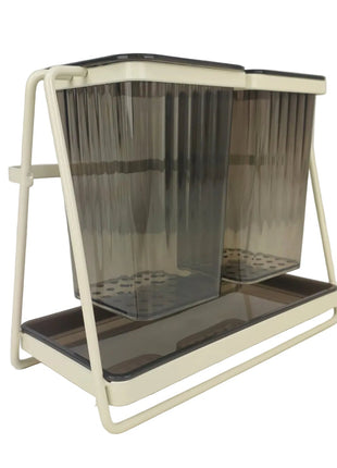 Utensil and Cutlery Holder Dual Compartment ABS with Drip Tray
