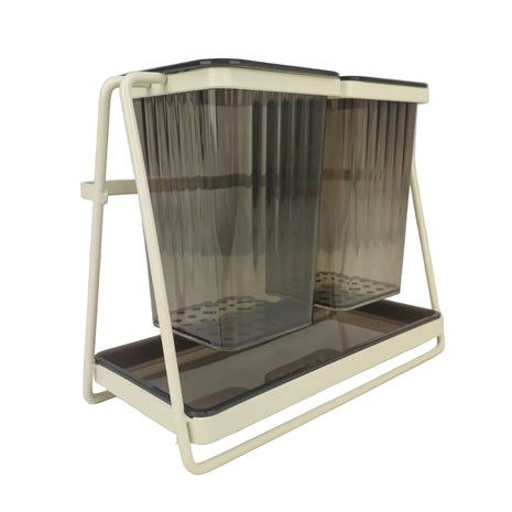 Utensil and Cutlery Holder Dual Compartment ABS with Drip Tray