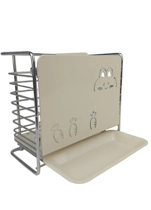 Utensil & Cutlery Holder with Drip Tray – Dual Compartment Chrome-Plated Metal & ABS Plastic Organizer