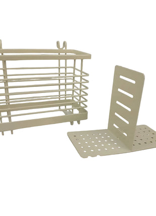 Kitchen Utensil Holder Rack 160mm Cream Coated Metal with Drip Tray – Sink or Counter Organizer