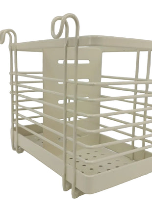 Kitchen Utensil Holder Rack 160mm Cream Coated Metal with Drip Tray – Sink or Counter Organizer