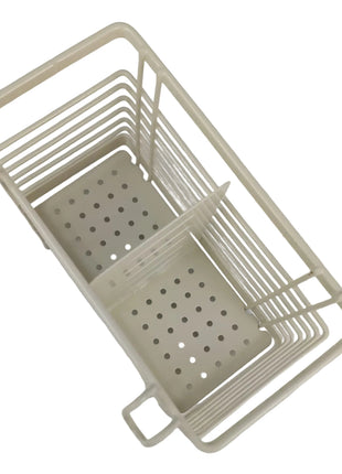 Kitchen Utensil Holder Rack 160mm Cream Coated Metal with Drip Tray – Sink or Counter Organizer