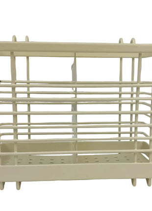 Kitchen Utensil Holder Rack 160mm Cream Coated Metal with Drip Tray – Sink or Counter Organizer