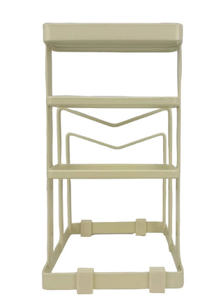 Cutting Board and Lid Organizer Rack 215mm Height – Coated Metal – Compact Matte Cream Countertop Stand