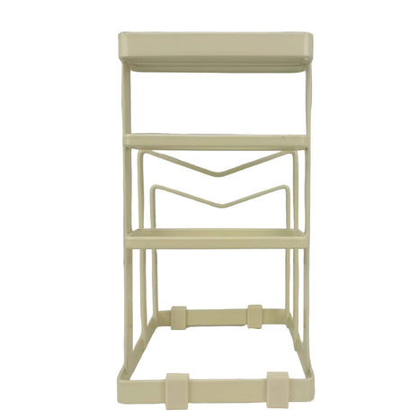 Cutting Board and Lid Organizer Rack 215mm Height – Coated Metal – Compact Matte Cream Countertop Stand