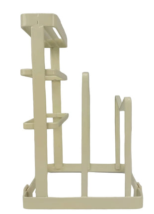 Cutting Board and Lid Organizer Rack 215mm Height – Coated Metal – Compact Matte Cream Countertop Stand