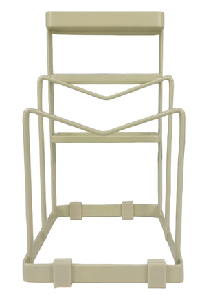 Cutting Board and Lid Organizer Rack 215mm Height – Coated Metal – Compact Matte Cream Countertop Stand