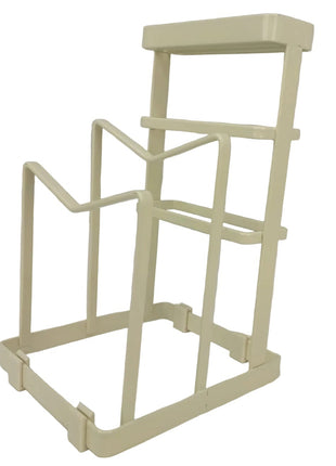 Cutting Board and Lid Organizer Rack 215mm Height – Coated Metal – Compact Matte Cream Countertop Stand