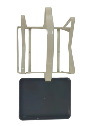Lid and Board Organizer Rack with Drip Tray – Coated Metal Vertical Holder – Cream Countertop Stand