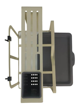 Dish Drying Rack Medium – Steel Frame with Knife Slot, Lid Holder, Hooks, Drip Tray – Countertop Organizer