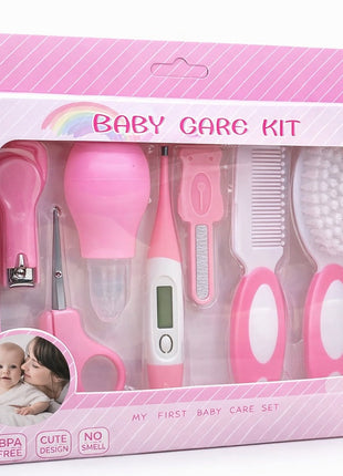 7-Piece Baby Grooming & Healthcare Kit – BPA-Free Essentials with Thermometer, Brush & Nail Tools – Pink or Blue