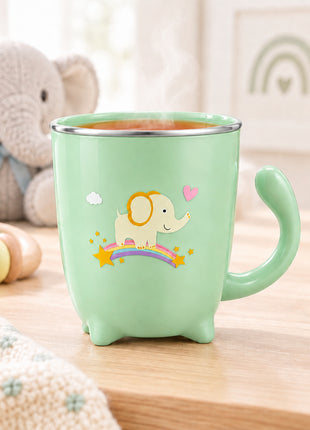 250ml Double Wall Insulated Toddler Cup with Snap-On Lid, Spill-Resistant Silicone Seal, ABS Plastic Cartoon Design, Warm & Cold Drinks
