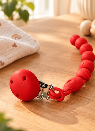 Silicone Pacifier Clip with Wooden Clip,Lightweight Baby Holder for Pacifiers & Teething Toys