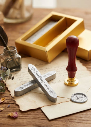 Floral Wax Seal Stamp with Wooden Handle & 2 Wax Sticks