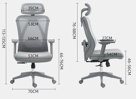 High‑Back Mesh Office Chair with Headrest – Adjustable 46‑56 cm Seat Height – Black or Grey