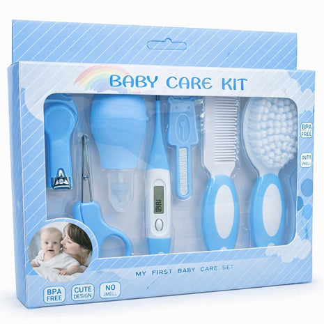 7-Piece Baby Grooming & Healthcare Kit – BPA-Free Essentials with Thermometer, Brush & Nail Tools – Pink or Blue