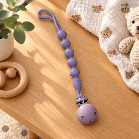 Silicone Pacifier Clip with Wooden Clip,Lightweight Baby Holder for Pacifiers & Teething Toys