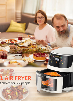 Silver Crest  Air Fryer – XXL Capacity, Visible Viewing Window, 8 Preset Functions, Non-Stick Basket, 1400W Power, for 3–6 People - Ivory