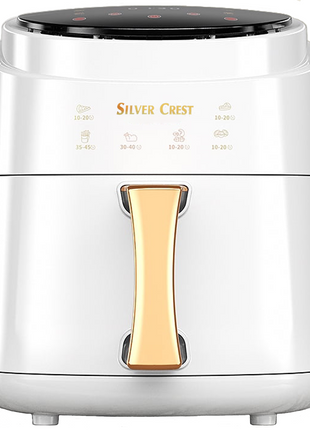 Silver Crest JD689B Air Fryer – XXL Capacity, 4 Preset Functions, 1400W Power, Adjustable Temp 80–210°C, Non-Stick Basket, for 3–6 People - White