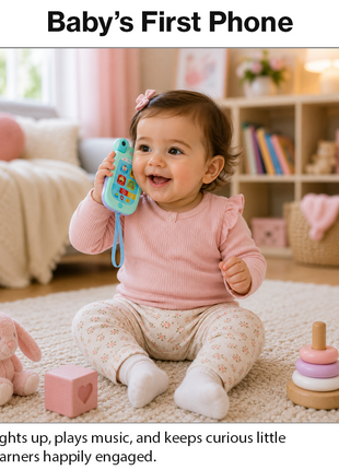 Baby Musical Toy Phone – Light-Up Educational Play Phone with Music, Animal Sounds & Numbers