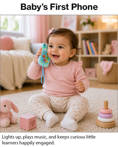 Baby Musical Toy Phone – Light-Up Educational Play Phone with Music, Animal Sounds & Numbers