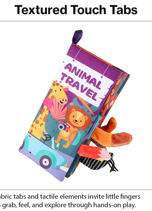 Teaching Cloth Book – Soft Crinkle Educational Baby Book 0m+, Animal Travel Design
