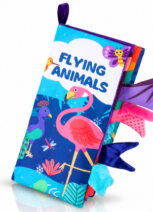 Teaching Cloth Book – Soft Crinkle Educational Baby Book 0m+, Flying Animals Design