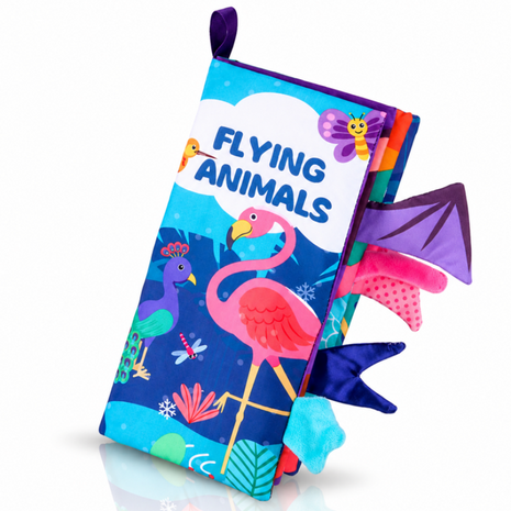 Teaching Cloth Book – Soft Crinkle Educational Baby Book 0m+, Flying Animals Design