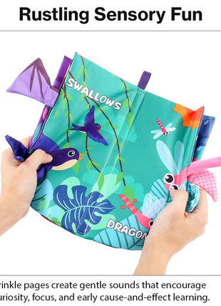 Teaching Cloth Book – Soft Crinkle Educational Baby Book 0m+, Flying Animals Design
