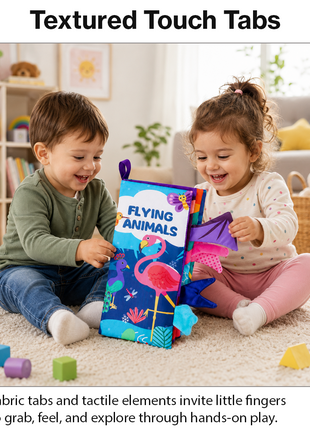 Teaching Cloth Book – Soft Crinkle Educational Baby Book 0m+, Flying Animals Design
