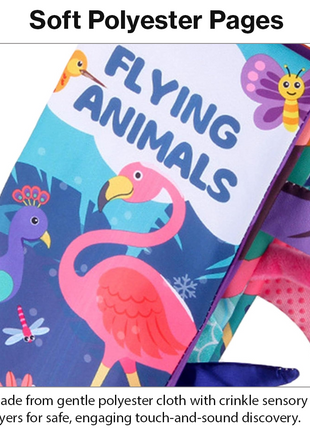 Teaching Cloth Book – Soft Crinkle Educational Baby Book 0m+, Flying Animals Design