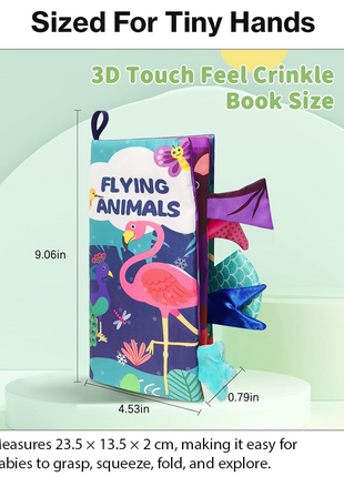 Teaching Cloth Book – Soft Crinkle Educational Baby Book 0m+, Flying Animals Design