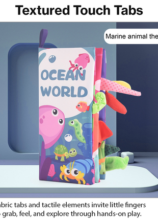 Teaching Cloth Book – Soft Crinkle Educational Baby Book 0m+, Ocean World Design